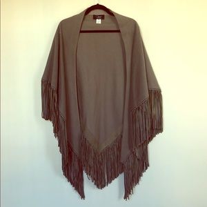 Clips light olive leather fringe cape size 42